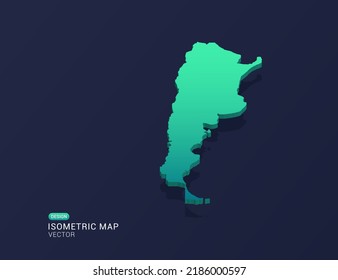 Mapa argentino de ilustración vectorial de gradiente verde isométrico.