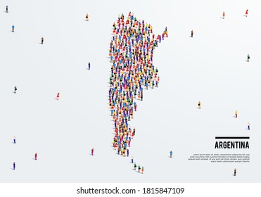 Argentinien Karte. Große Gruppe von Menschen bilden sich, um eine Form von Argentinien Karte zu schaffen. Vektorgrafik.