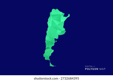Argentina Map - low poly polygon vector, geometric triangulated silhouette in green and blue tones, clean modern style, isolated background for infographic use.