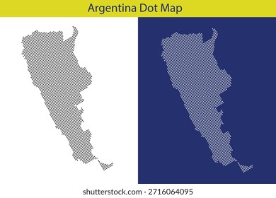 Mapa de Argentina hecho de puntos sobre fondos blancos y azules