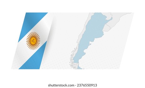 Argentina map in modern style with flag of Argentina on left side. Vector illustration of a map.