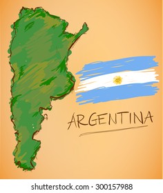 Argentina Map and National Flag Vector