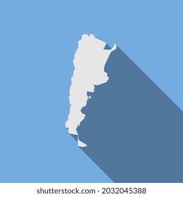Argentina map on blue background with long shadow