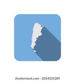 Argentina map on blue square with long shadow