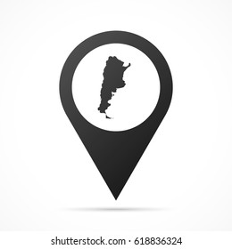 Argentina Map on location pin. Map pointer isolated on a white background.
Conceptual vector illustration.