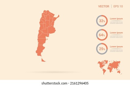 Argentina Map Orange Abstract Infographic Vector Stock Vector (Royalty ...