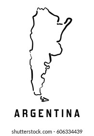Argentina map outline - smooth simplified country shape map vector.