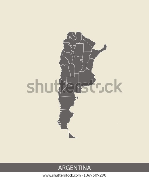 Argentina Map Outline Vector Illustration Gray Stock Vector (Royalty ...