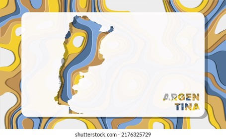 Mapa argentino con forma de fondo de ondas de corte de papel perfecto para tarjeta de felicitación, papel de escritorio y pancarta