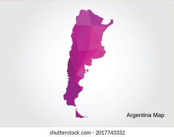 Mapa argentino Color rosa sobre fondo blanco poligonal