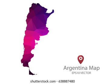argentina map polygon colorful vector eps10