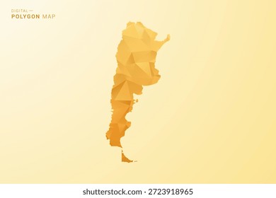 Mapa da Argentina - Ilustração vetorial estilo polígono em amarelo e laranja baixo design geométrico poli, silhueta mínima moderna, isolado para infográfico.