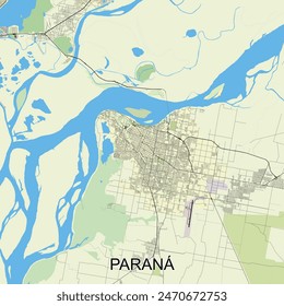 Paraná, Argentina map poster art