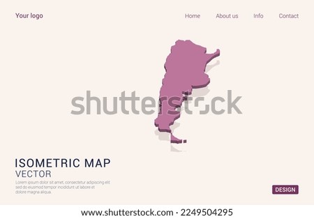 Argentina map purple on white background with 3d isometric vector illustration