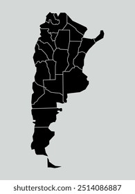 mapa da argentina com regiões isoladas sobre fundo branco. Mapa da Argentina. Ilustração vetorial