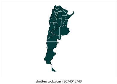 Argentina map Sacramento green Color on White Backgound