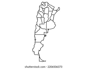 Argentina Map shadow in minimal line outline thin shape isolated vector illustration