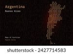 Argentina Map Shown in Binary Code Pattern. TSMC. Matrix numbers, zero, one. World Countries Vector Maps. Digital Series	