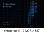 Argentina Map Shown in Binary Code Pattern. TSMC. Matrix numbers, zero, one. World Countries Vector Maps. Digital Series	