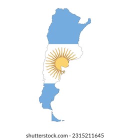 Argentina map silhouette with flag isolated on white background