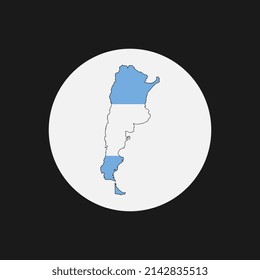 Argentina map silhouette with flag on white background