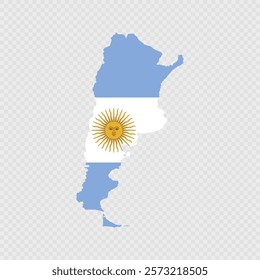 Argentina map silhouette with flag on white background