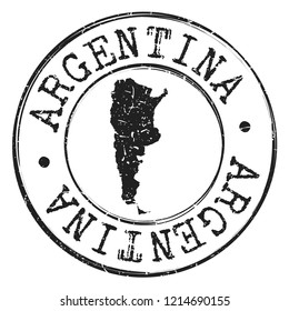 Argentina Map Silhouette. Postal Passport Stamp Round Vector Icon Seal Badge.