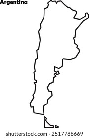 Argentina map simple black outline.