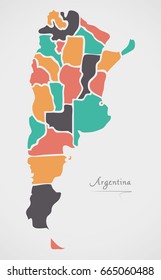 Argentina Map with states and modern round shapes