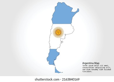 Argentina Map stripes. Vector illustration Color on White Backgound