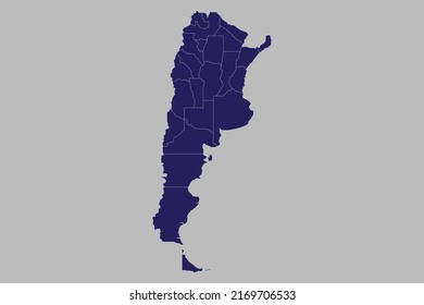 Argentina map vector, blue color, Isolated on gray background