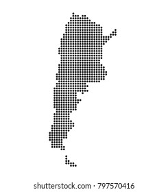 Argentina map vector. map dotted silhouette with black dots on a white background. Vector illustration eps 10.