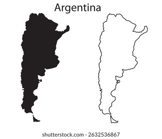 Argentina map vector illustration, Argentina map silhouette, Argentina country Landscape, Black and white Argentina map