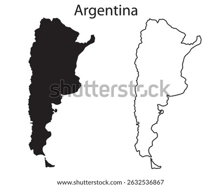 Argentina map vector illustration, Argentina map silhouette, Argentina country Landscape, Black and white Argentina map