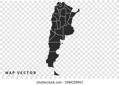 Mapa vectorial de Argentina, aislado en fondo transparente