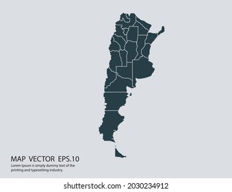 Argentina map vector, isolated on gray background 