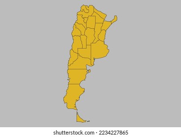 Argentina map vector, Isolated on gray background