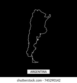 Argentina map vector outline illustration in black background