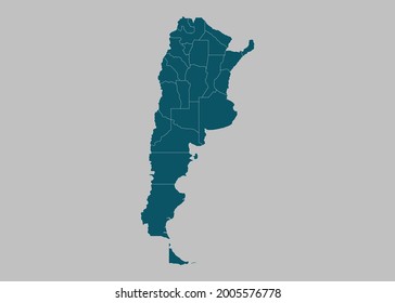 Argentina map vector,isolated ocean blue color on gray background