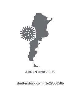 Argentina map with a virus microbe. Illness and disease outbreak
