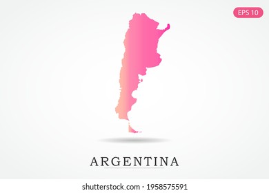 Argentina Map - World Map International vector template with Pink gradient color isolated on white background - Vector illustration eps 10