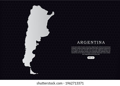 Argentina Map - World Map International vector template with White Color isolated on hexagon background - Vector illustration eps 10