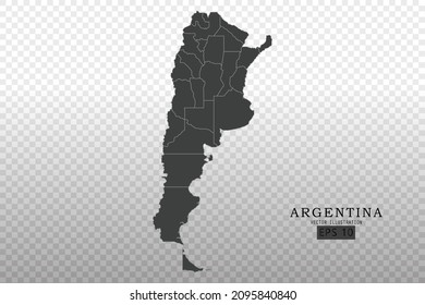 Argentina Map - World Map International vector template with High detailed including black and grey outline color isolated on transparent background - Vector illustration eps 10