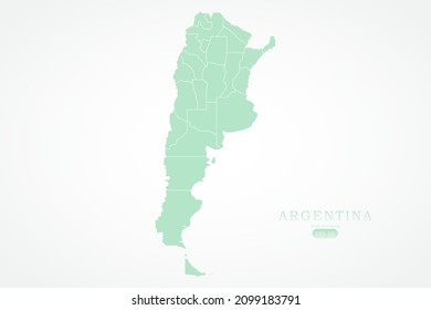 Argentinische Karte - Weltkarte Internationale Vektorvorlage mit hoher detaillierter, grün-weißer Rahmenfarbe einzeln auf weißem Hintergrund - Vektorgrafik eps10