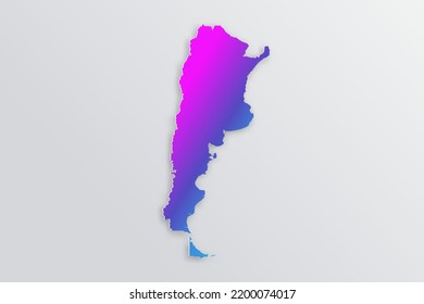 Argentina Map - World map International vector template with 3D, paper style including shadow and Gradient blue, purple color on grey background for design, infographic - Vector illustration eps 10