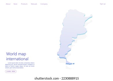 Argentina Map - World map International vector template with isometric style including shadow, purple and blue color isolated on white background for design, website - Vector illustration eps 10