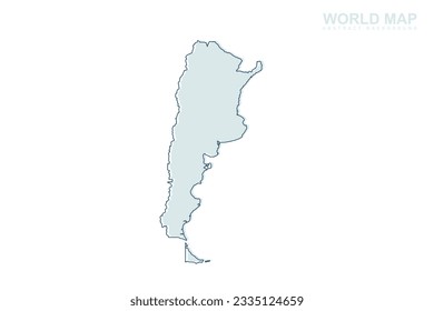 Mapa de Argentina - Mapa mundial Planilla vectorial internacional con línea de cigüeña azul y formas geométricas azules aisladas en fondo blanco para diseño, infografía, sitio web - Ilustración vectorial eps 10