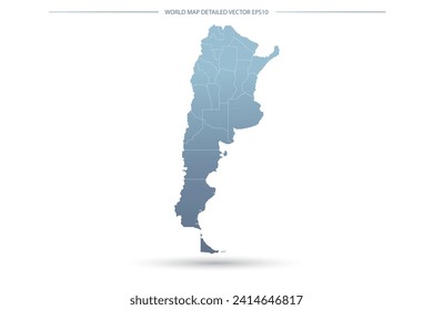 Argentina Map - World Map International vector template with High detailed including grey and blue gradient color and white outline color isolated on white background - Vector illustration eps 10