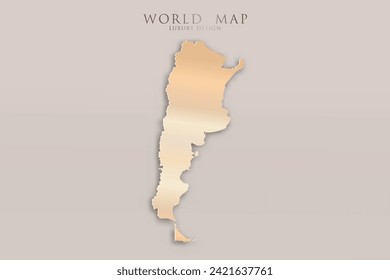 Argentina Map - World map International vector template with 3D, gold luxury design including shadow on bright background for design, education, website, infographic - Vector illustration eps 10