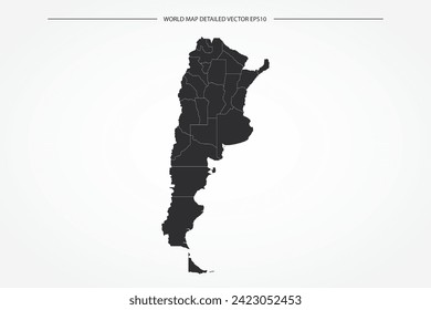 Argentinische Karte - Weltkarte Internationale Vektorgrafik-Vorlage mit hochdetaillierter schwarz-weißer Rahmenfarbe einzeln auf weißem Hintergrund - Vektorgrafik eps10